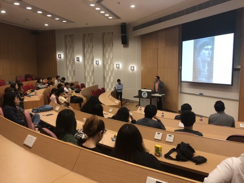 The guest is giving a speech